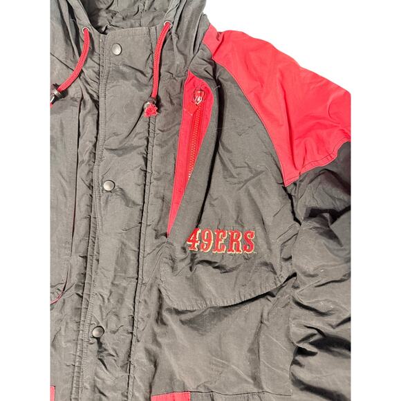 Vintage 1990s San Francisco 49ers Hooded Puffer Jacket – NFL – Men’s XL - Picture 11 of 11